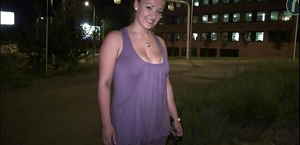  Busty girl with big tit is going to a public street sex gang bang dogging orgy